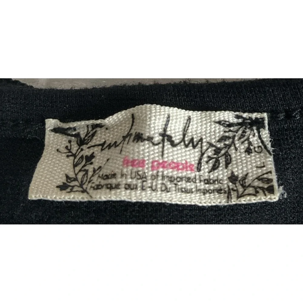 Free People Intimately Free Size L Black Ruffle V Neck Crop Top